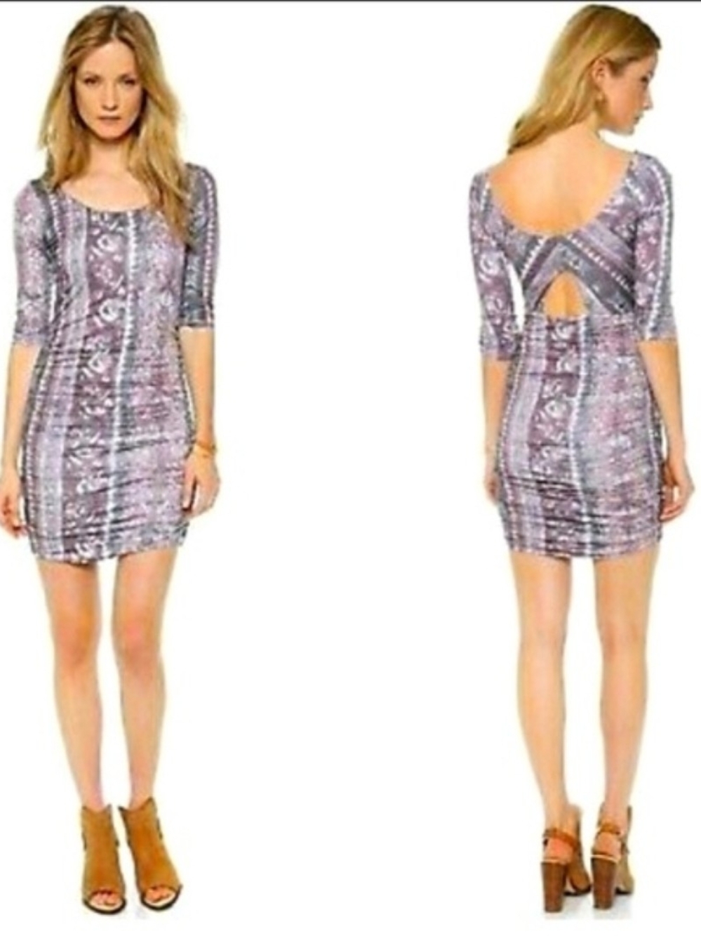 Free People Jasmine Boho Ruched Bodycon Dress